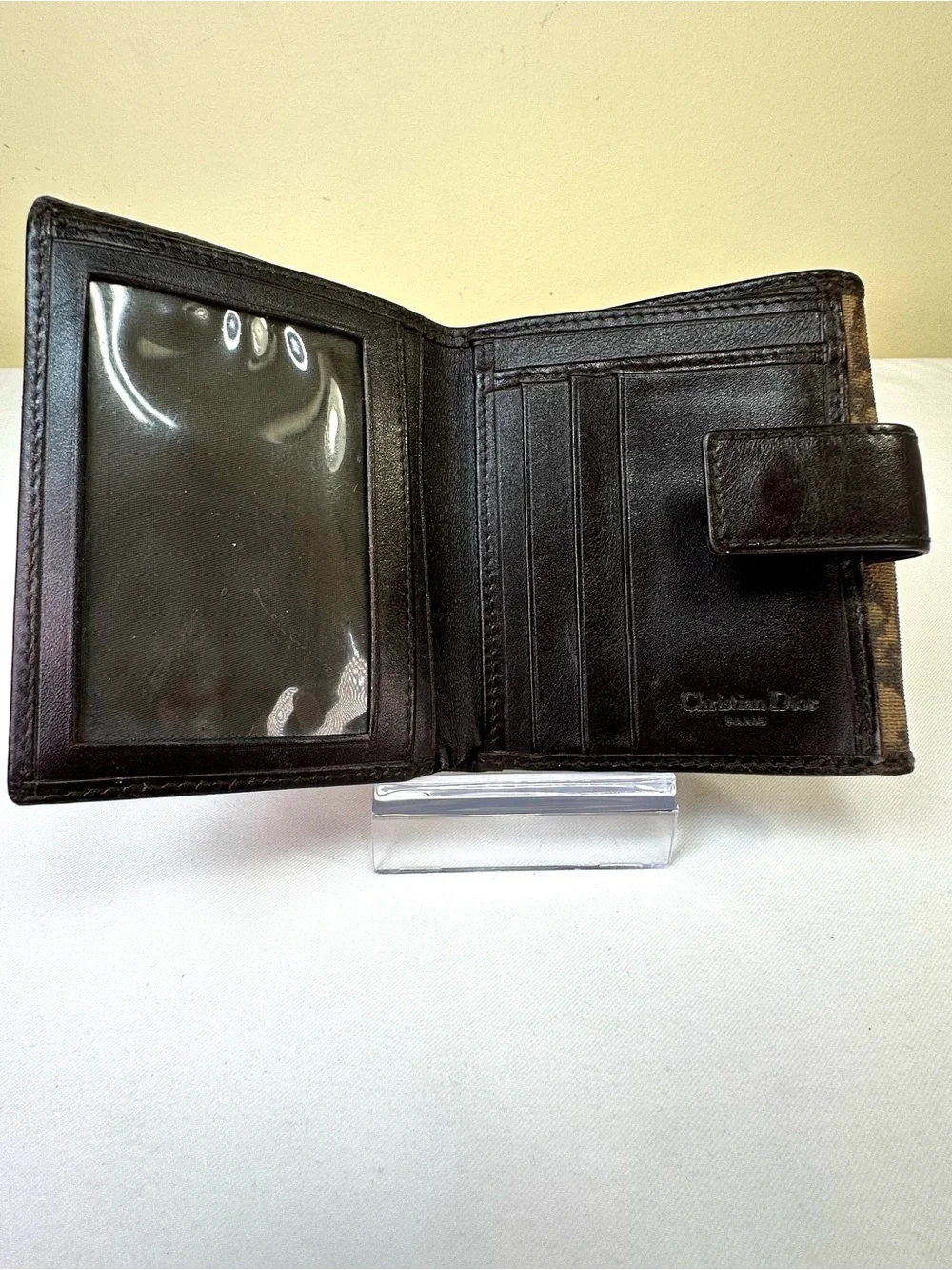 Christian Dior Trotter Monogram Wallet Vintage Brown canvas & leather COA